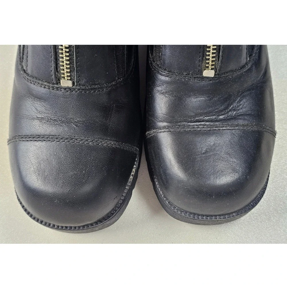 Harley Davidson Womens Black Leather Zip Up Lug Sole Loafers Shoes 82012 Size 9
